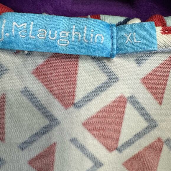 J. McLaughlin Durham Ruffle 3/4 Sleeve Top Catalina Cloth Gro Print Women's XL - Picture 7 of 8